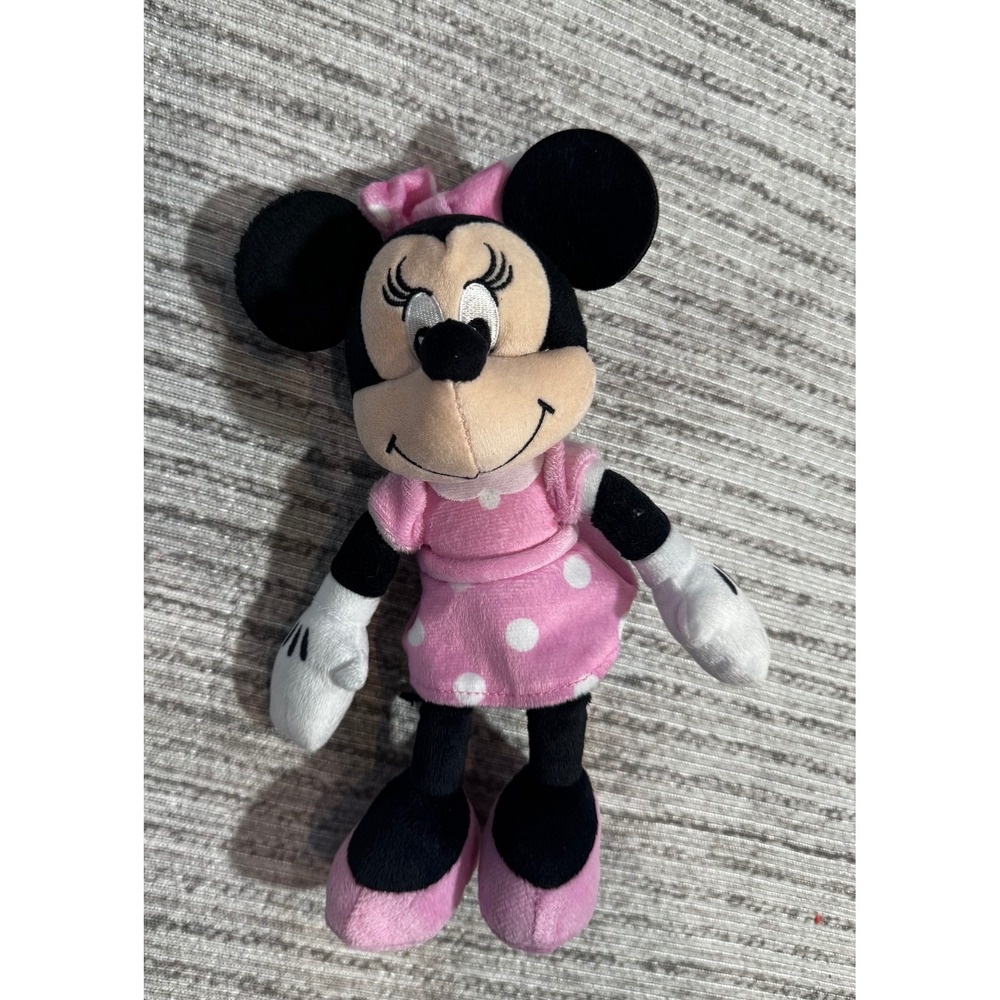 Disney Minnie Mouse Plush Pink Polka Dot Dress Stuffed Animal 10 Inch Toy